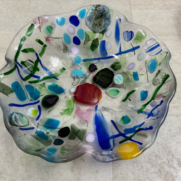 Fused, glass art glass bowl, decorative piece - Picture 5 of 14